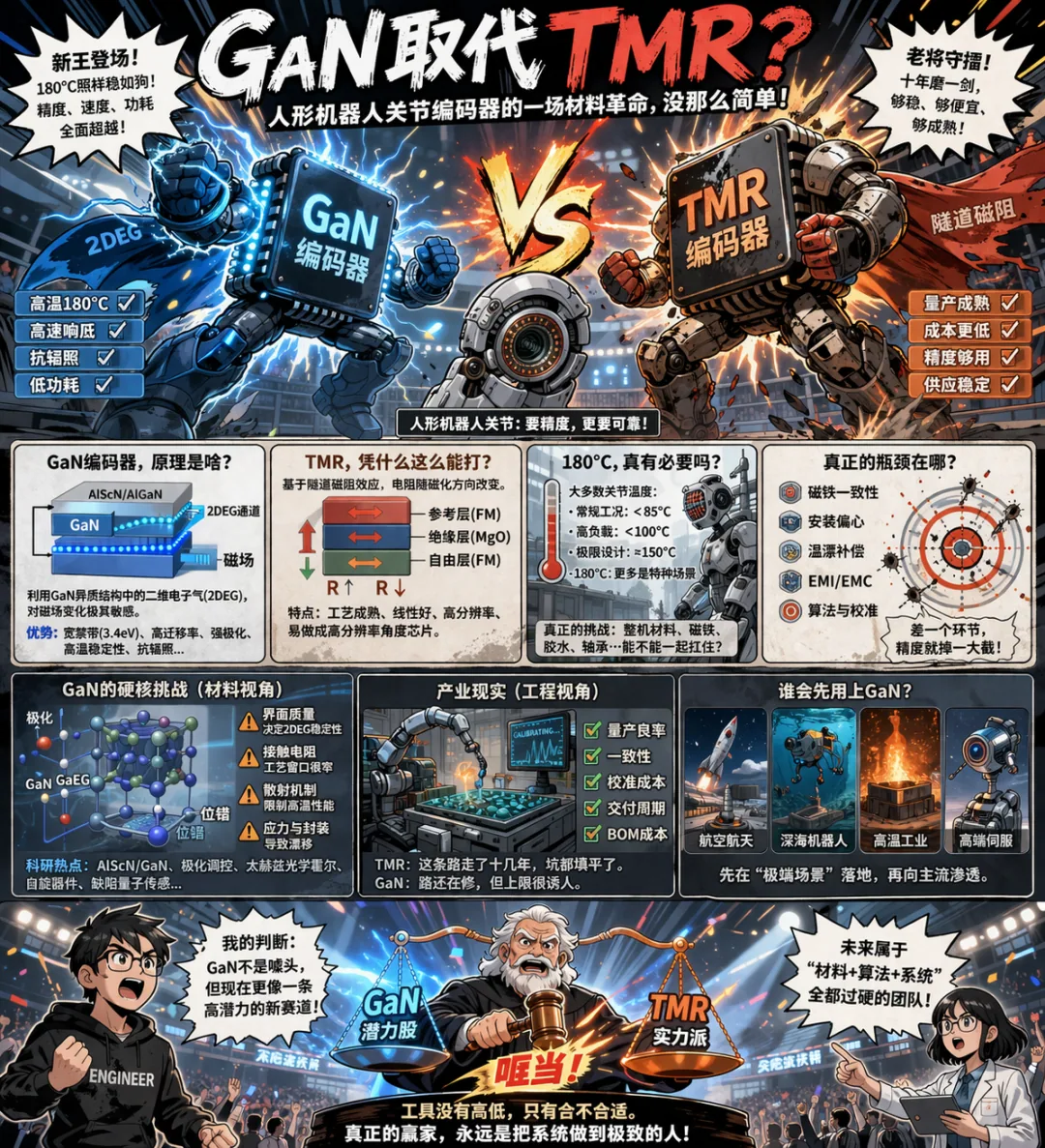 GaN取代TMR?人形机器人关节编码器的一场材料革命,没那么简单