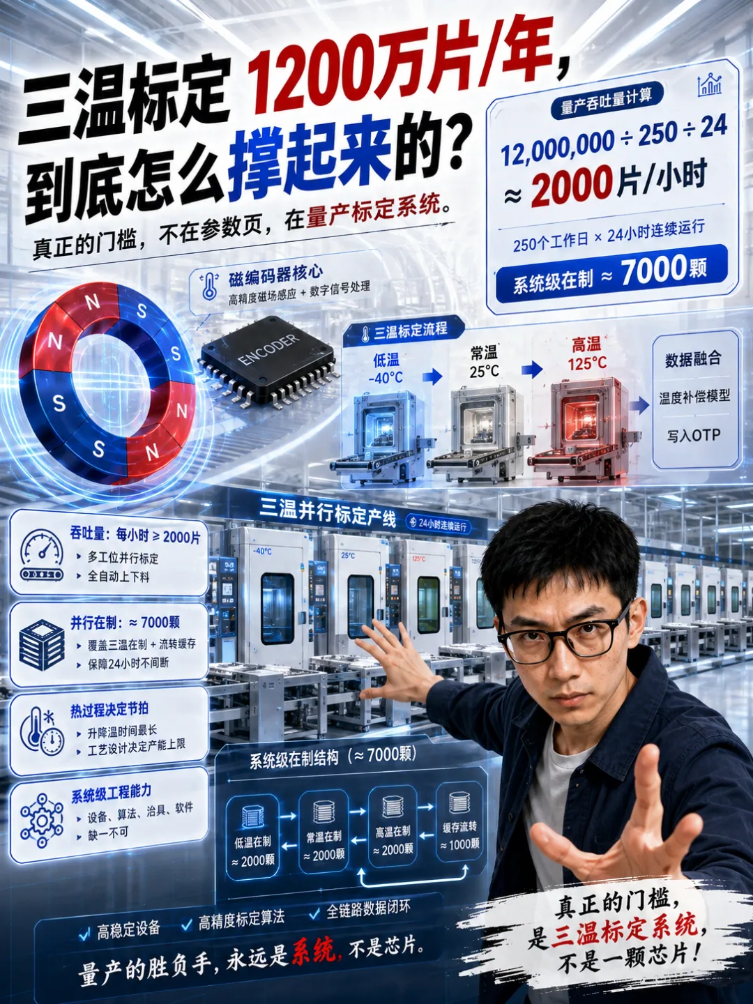 一颗磁编码器的量产门槛:三温标定1200万片每年怎么算出来的