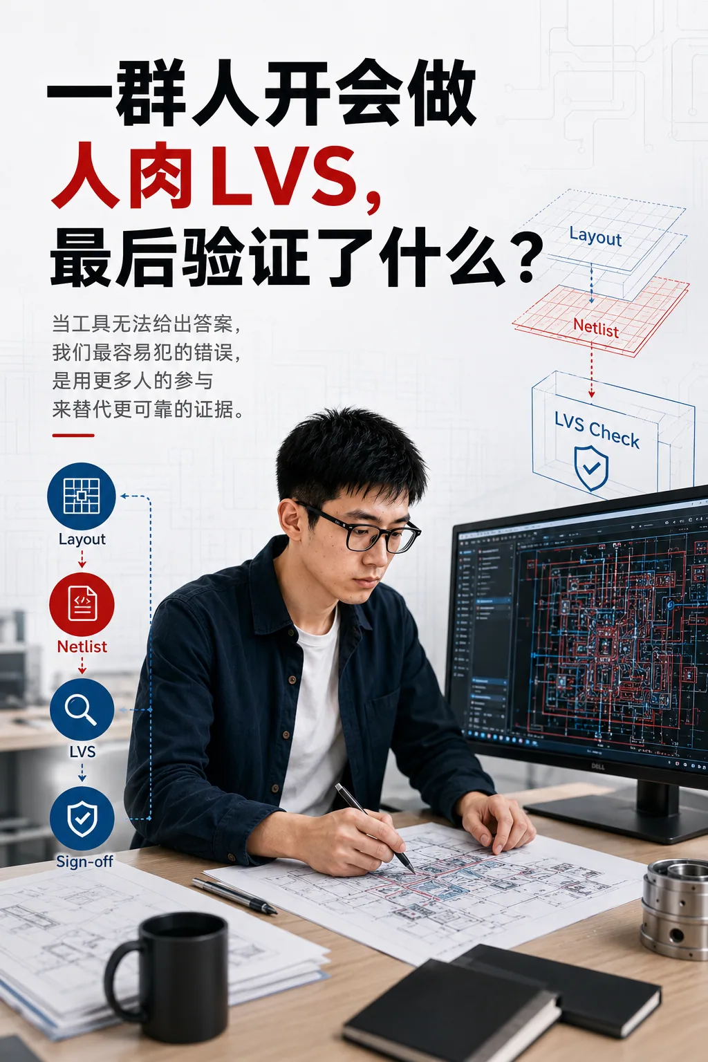 一群人开会做芯片"人肉" LVS,最后验证了什么?当工具无法给出答案,我们最容易犯的错误,是用更多人的参与来替代更可靠的证据