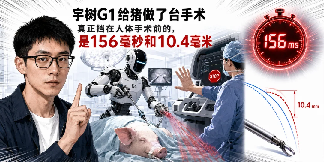 宇树G1给猪做了台手术真正挡在人体手术前的,是156毫秒和10.4毫米