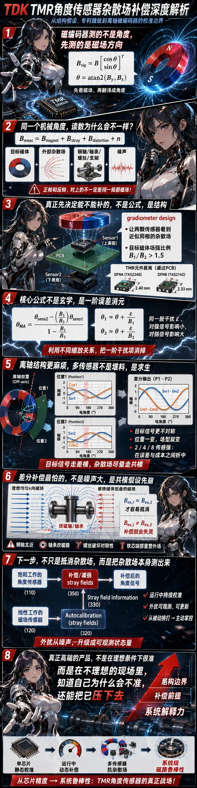 TDK TMR角度传感器杂散场补偿深度解析：从结构假设、专利路线到离轴磁编码器的校准边界