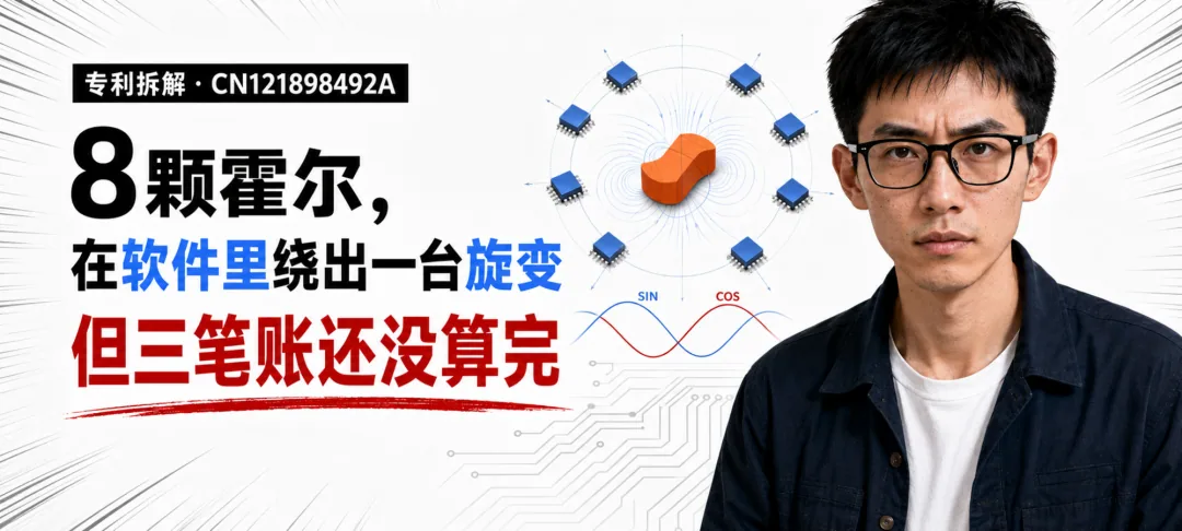 兰德万维想用 8 颗霍尔,在软件里“绕”出一台旋变,CN121898492A, 但 8 个采样点分不出 5 次谐波,3 mm 芯片也未必塞得进 8 mm 编码器