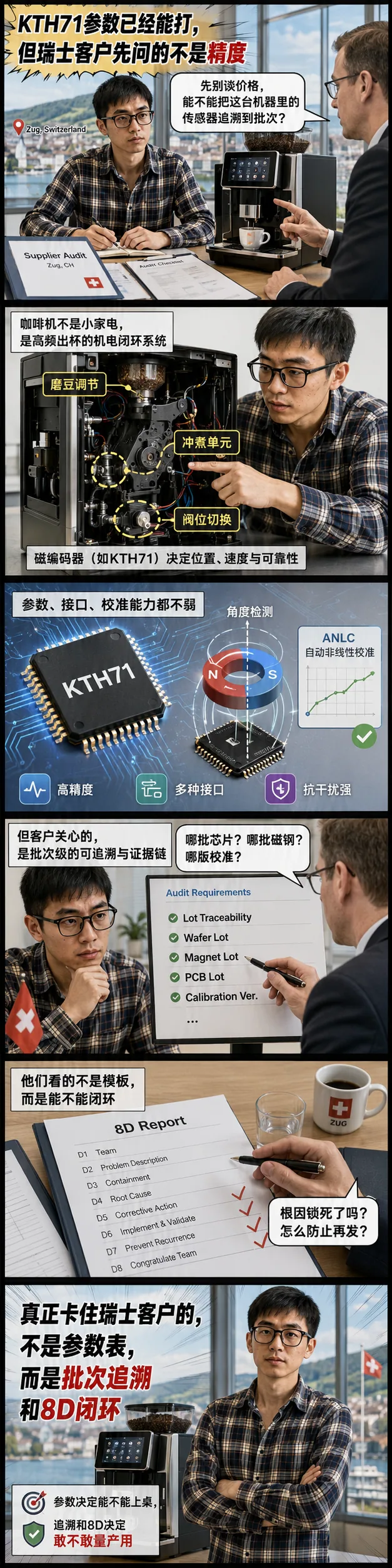 KTH71这种国产磁编码器参数已经能打，但瑞士客户真正卡的是批次追溯和8D闭环