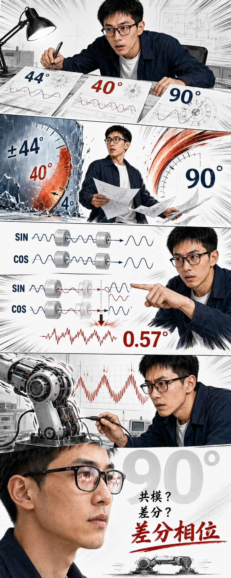 峰岹SR3511N能修90°相位,ADI AD2S1210只给±44°——但真正让关节抖的是差分相位