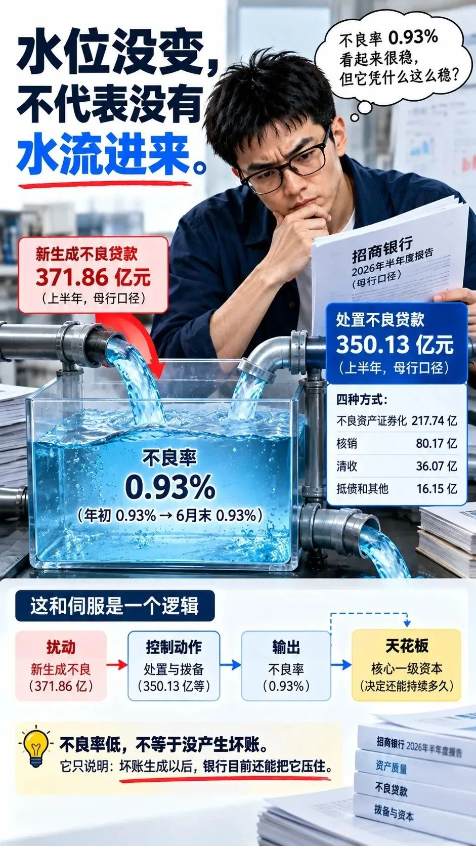 招行母行不良率半年钉在0.93%，做伺服的人会先去看电流