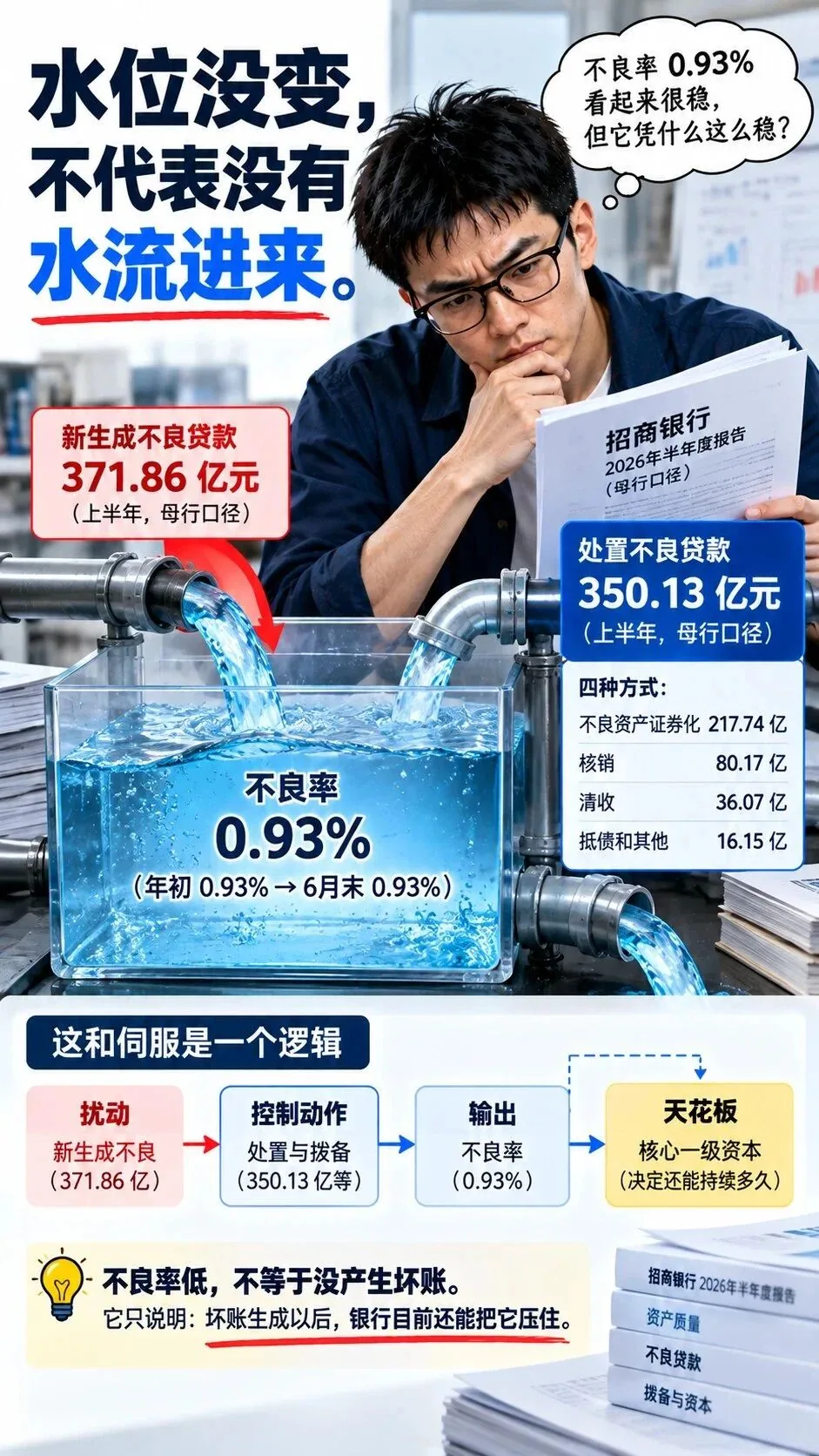 招行母行不良率半年钉在0.93%，做伺服的人