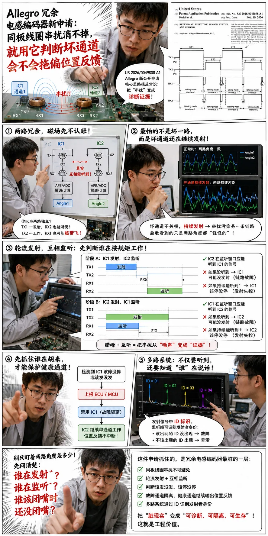 Allegro 冗余电感编码器新申请：同板线圈串扰消不掉，就用它判断坏通道会不会拖偏位置反馈