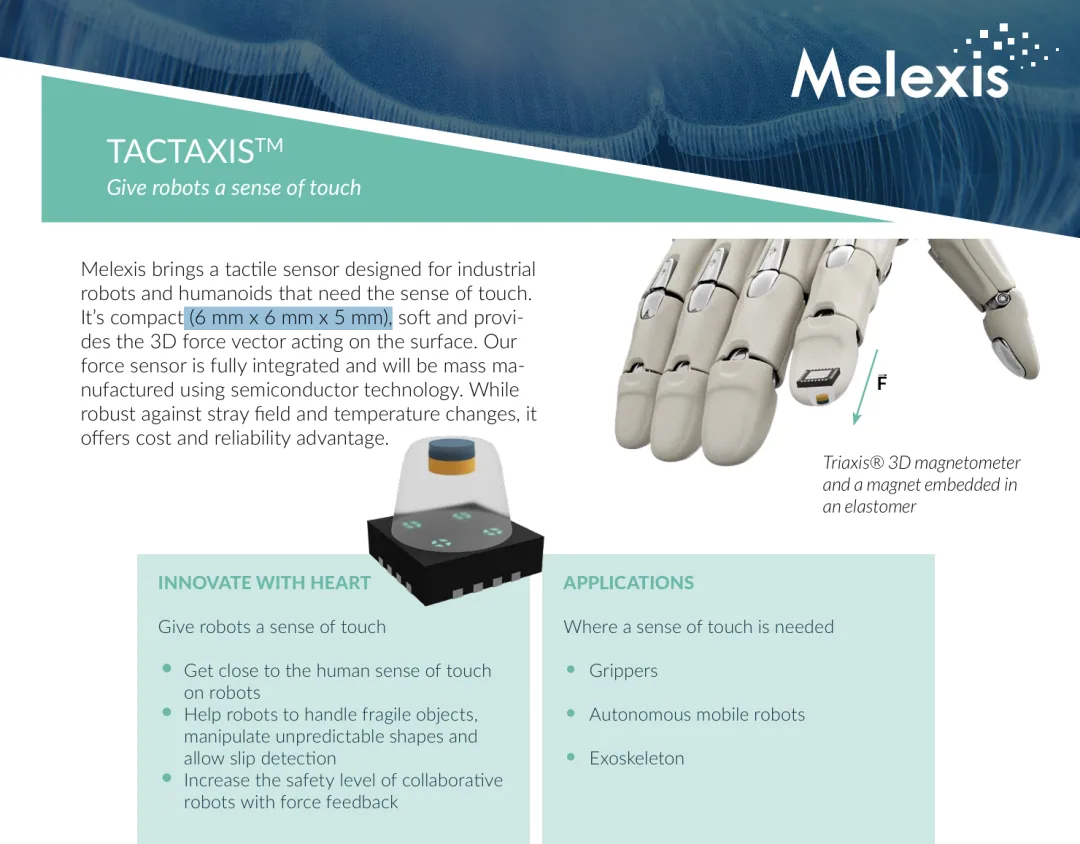 Melexis推进Tactaxis指尖模组，磁传感芯片正在进入机器人触觉系统