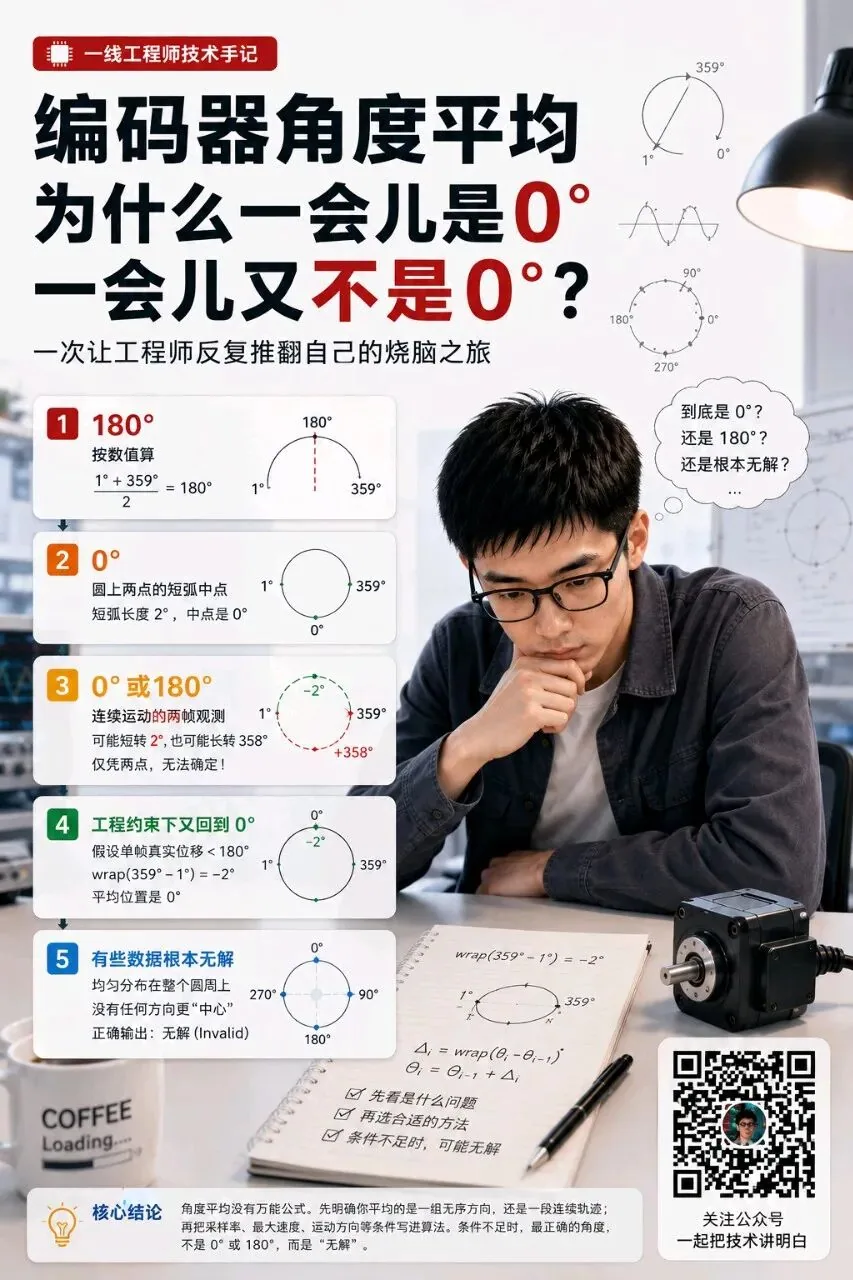 编码器角度平均:修好了跨零 Bug,为什么还是会算错?