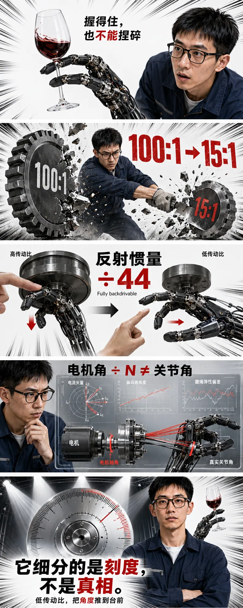 1X 把传动比砍到 15:1:反射惯量缩了 44 倍,编码器被推到了前台
