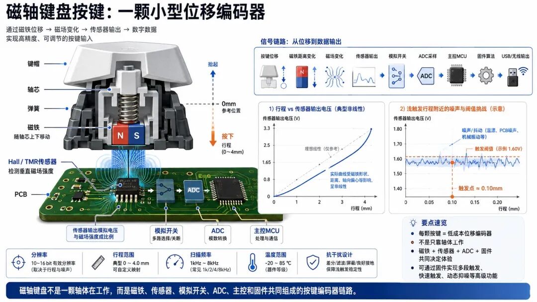 磁轴键盘就是一堆“按键编码器”:卷到 0.1毫米后,真正值钱的是位移数据敢不敢信