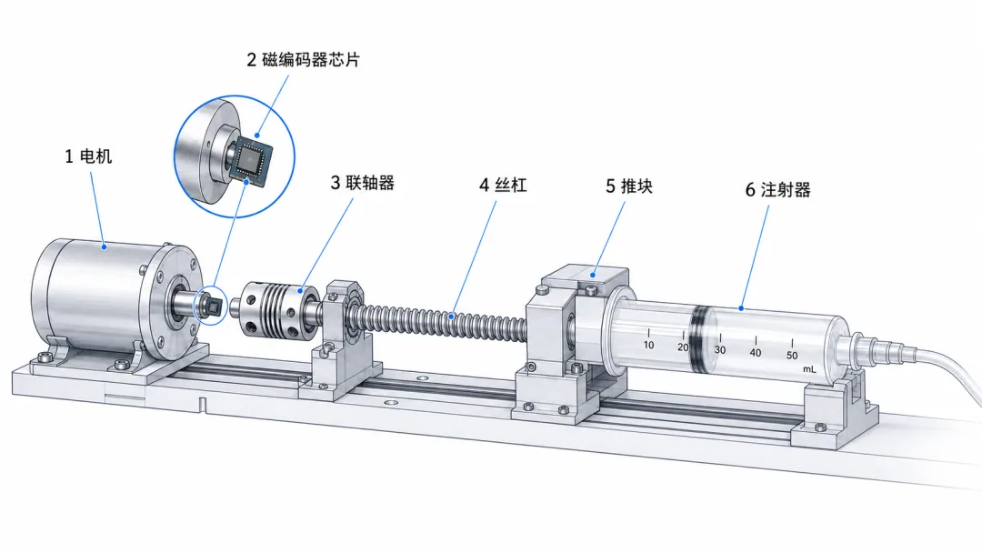 编码器芯片已经走了一格,注射泵内的药为什么还没进入患者体内?