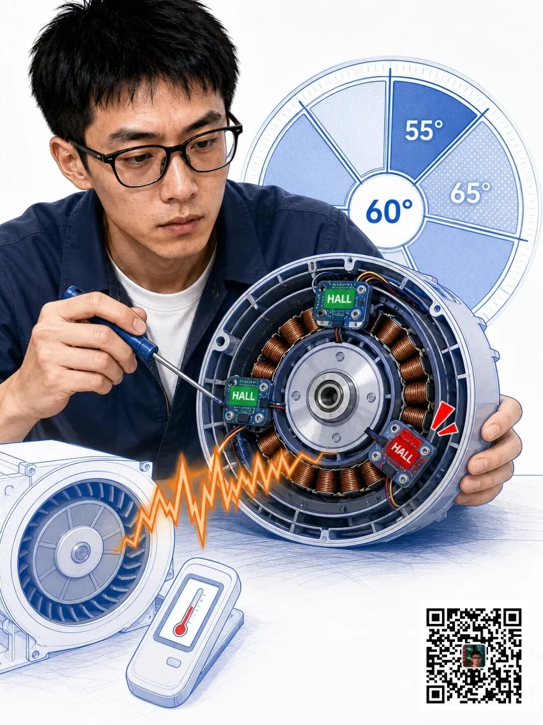 进芯科技ADM32F036A3 DSP 为何绕开三霍尔?5°电角错位恐怕先让鼓风机嗡起来