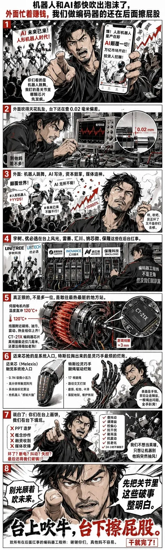 机器人AI吹出泡沫!外面忙着赚钱!做编码器的在后面擦屁股!宇树/优必选/雷赛/汇川/纳芯微/保隆/中科无线/特斯拉 ... 谁在风光? 谁在兜底?