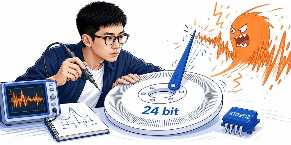 昆泰芯KTO9512做到24 bit, 静止读数为什么还在跳?